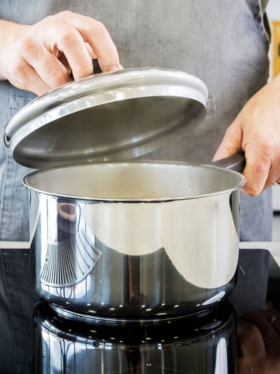 Next Kitchencraft Silver Extra Deep Induction Saucepan with Lid 20cm- Buy online at McGrocer