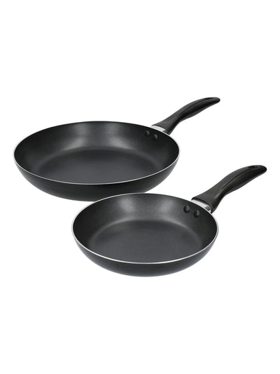 Kitchencraft Set aus 2 schwarzen, antihaftbeschichteten Induktions-Bratpfannen, 20 cm und 28 cm