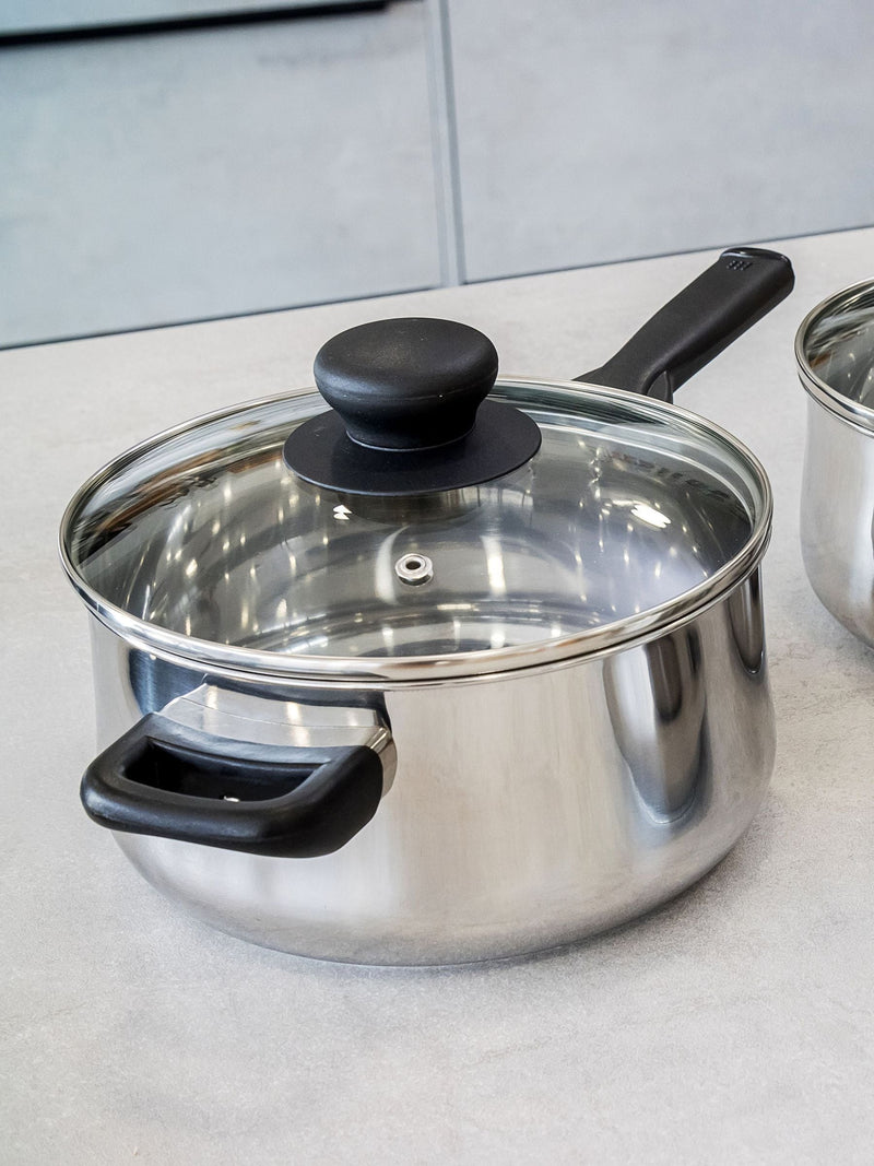 KitchenCraft silver extra-deep medium induction saucepan with lid - British product