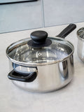 KitchenCraft silver extra-deep medium induction saucepan with lid - British product