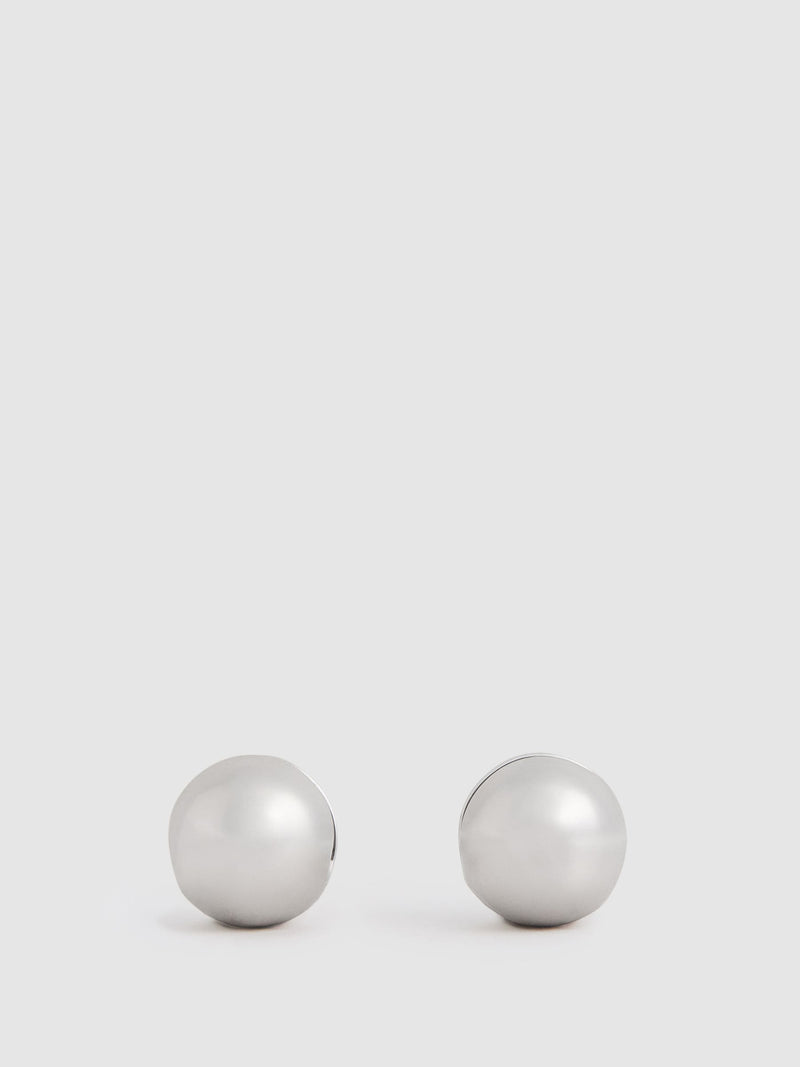 Reiss Silver Tone Pollie Polished Ball Huggie Earrings, imported from the UK