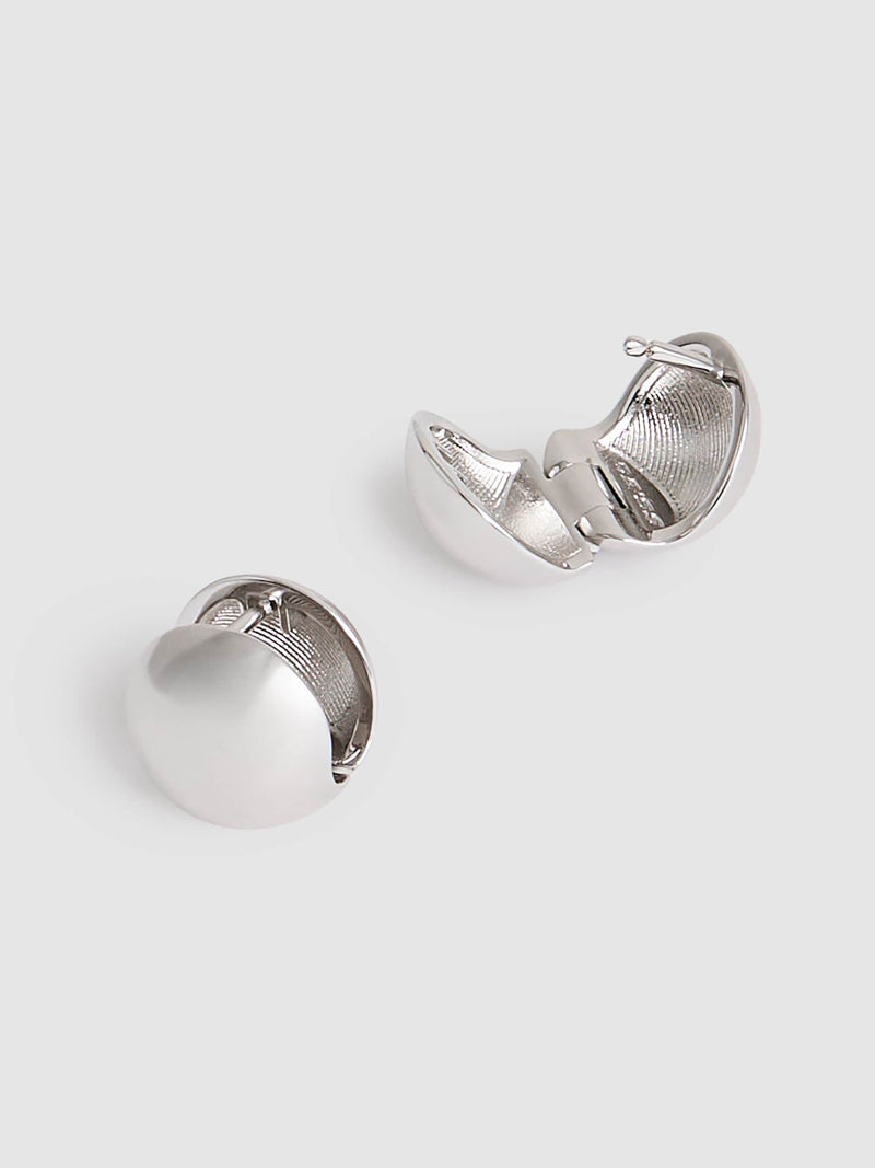 Reiss Silver Tone Pollie Polished Ball Huggie Earrings, imported from the UK