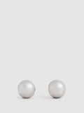 Reiss Silver Tone Pollie Polished Ball Huggie Earrings, imported from the UK