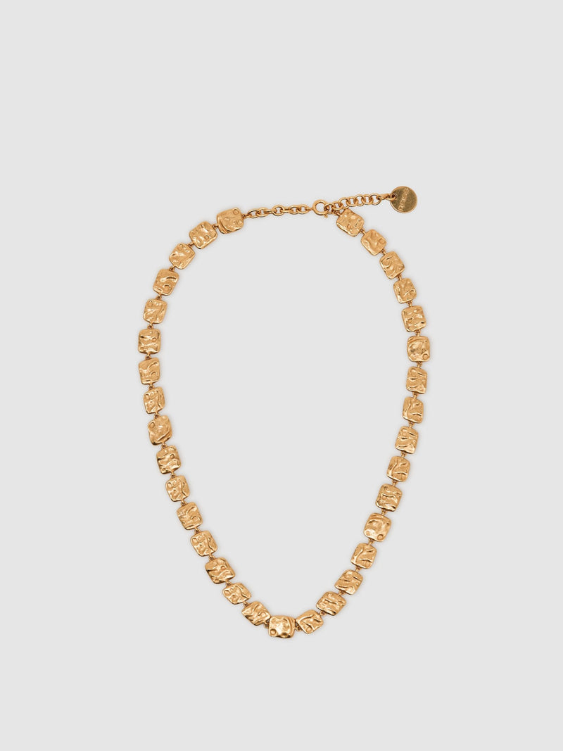 Reiss Gold Tone Mila Molten Square Necklace, imported from the UK