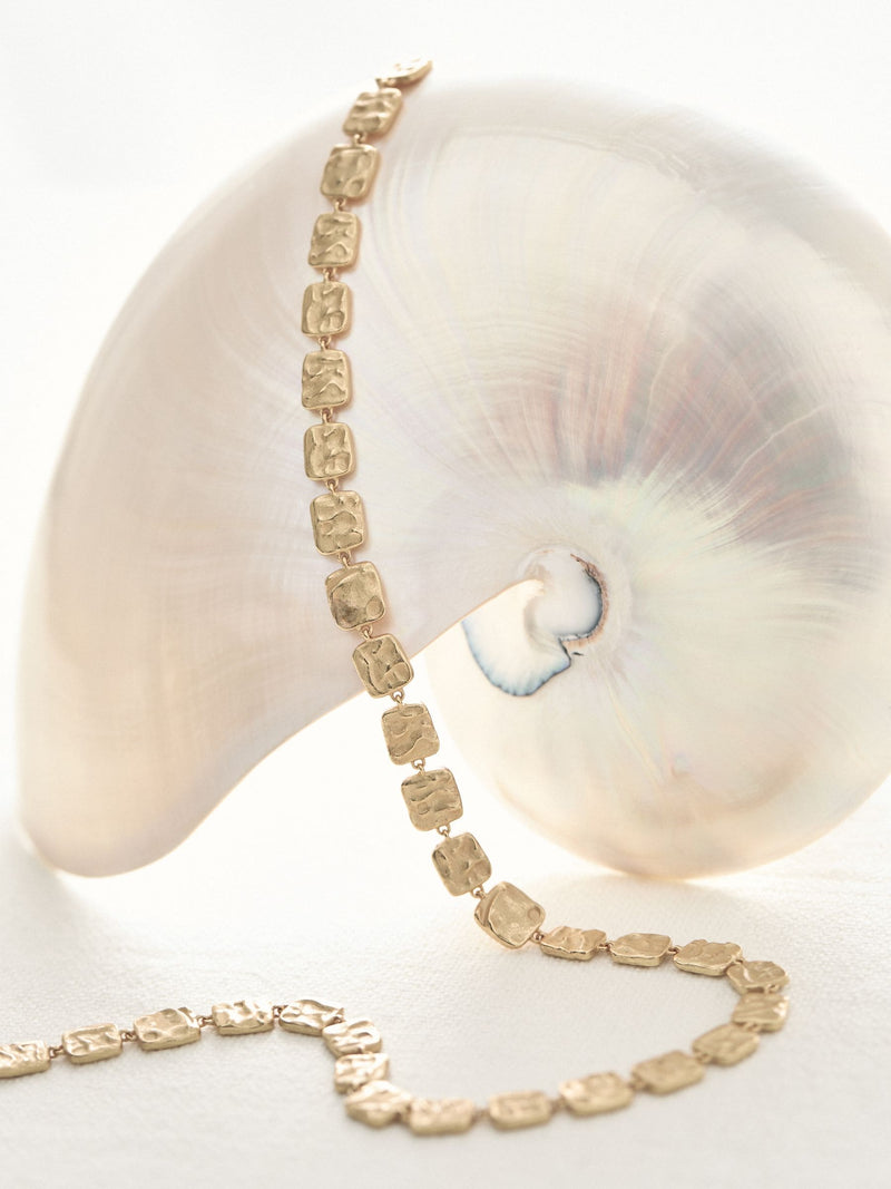 Reiss Gold Tone Mila Molten Square Necklace, imported from the UK