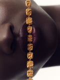 Reiss Gold Tone Mila Molten Square Necklace, imported from the UK