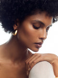 Gold Tone Curved Scoop Earrings with Hypoallergenic Posts