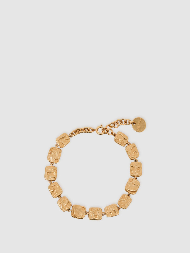 Reiss gold tone Millie molten square bracelet, imported from the UK