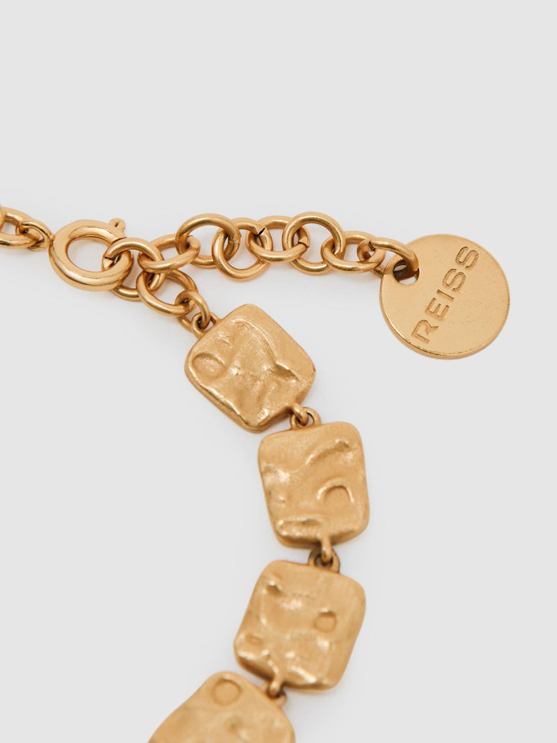 Reiss gold tone Millie molten square bracelet, imported from the UK