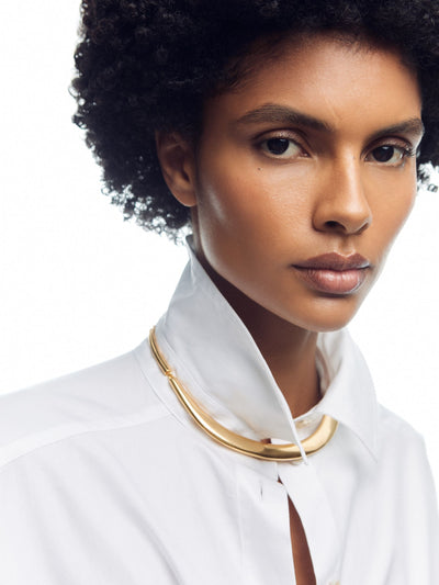 Next Reiss Gold Tone Poppy Polished Curve Choker Necklace- Buy online at McGrocer