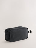 Black men's washbag with nylon and polyester lining (British brand)