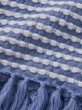 Catherine Lansfield blue stab stitch blanket throw 125x150cm (British brand)