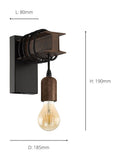 Eglo black and gold Townshend wall light, imported from the UK