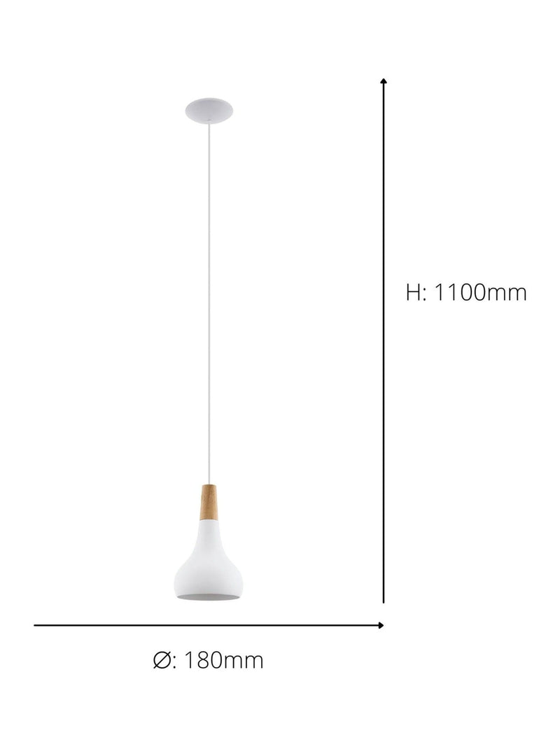 Eglo Sabinar white pendant ceiling light - British product