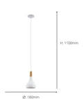 Eglo Sabinar white pendant ceiling light - British product