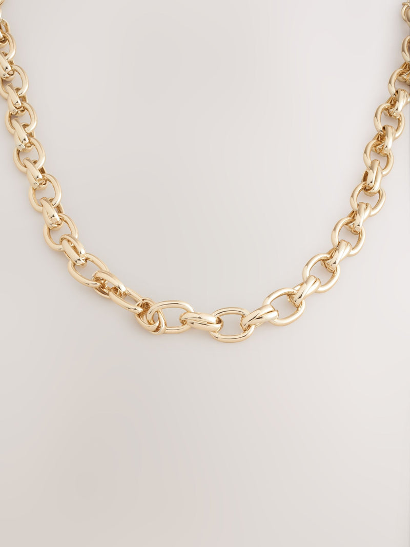 Gold tone double link chunky chain necklace - British product