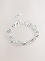 Silberfarbenes, doppelgliedriges Armband mit dicker Kette