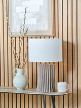 Next Pacific Lifestyle Devony Pleated Ceramic Table Lamp Taupe- Buy online at McGrocer