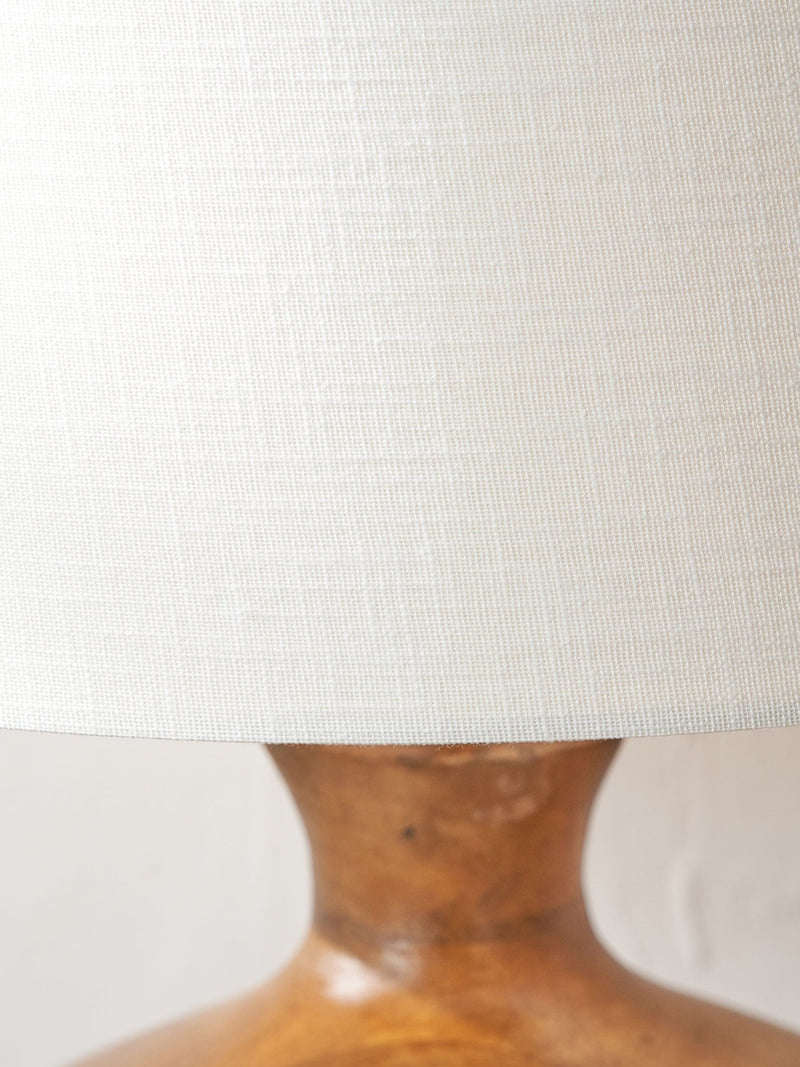 Pacific Lifestyle brown mango wood table lamp with white linen shade (British brand)