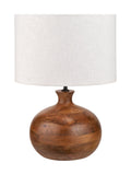 Pacific Lifestyle brown mango wood table lamp with white linen shade (British brand)