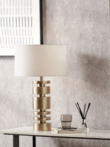 Next Pacific Lifestyle Champagne Elon Metal Stacked Cylinder Table Lamp- Buy online at McGrocer