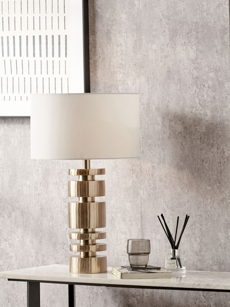 Pacific Lifestyle table lamp champagne gold stacked cylinder 59cm - British product