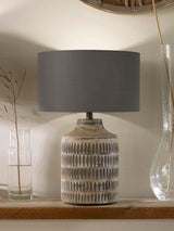 Next Pacific Lifestyle Grey Galle Wood Textured Table Lamp- Buy online at McGrocer