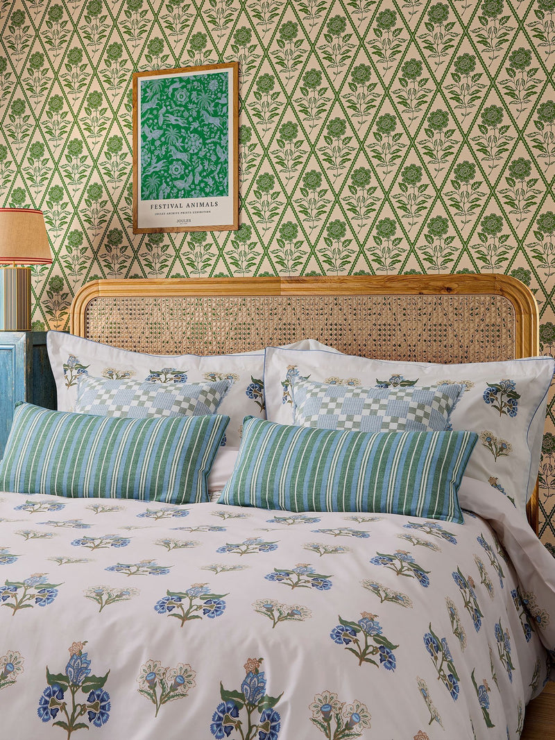 Joules blue chintz floral duvet cover and pillowcase set, UK version