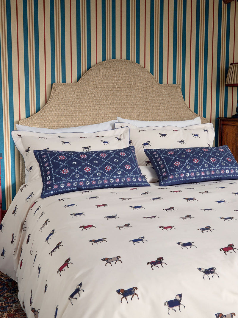 Joules cream dressage horses duvet cover and pillowcase set, UK version