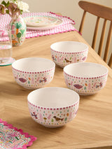 Next Lucy Tiffney Set of 4 Pink Leaves Cereal Bowls- Buy online at McGrocer