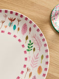 Lucy Tiffney pink leaves dinner plates set of 4, UK version