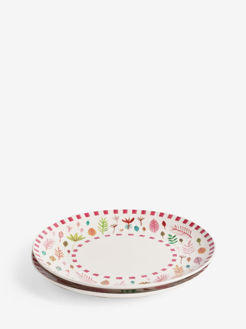 Lucy Tiffney pink leaves dinner plates set of 4, UK version
