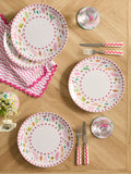 Lucy Tiffney pink leaves dinner plates set of 4, UK version