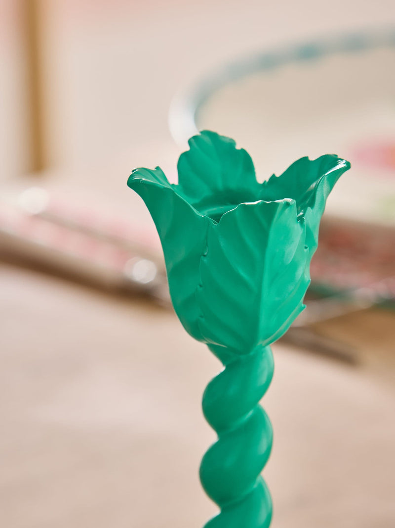 Lucy Tiffney Green Flower Taper Candle Holder