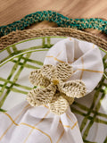 Nina Campbell natural woven flower napkin rings set of 2, imported from the UK