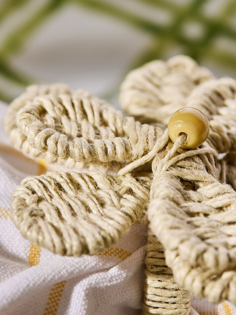 Nina Campbell natural woven flower napkin rings set of 2, imported from the UK
