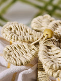 Nina Campbell natural woven flower napkin rings set of 2, imported from the UK
