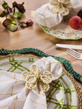 Nina Campbell natural woven flower napkin rings set of 2, imported from the UK