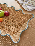 Nina Campbell natural teal rattan trays set of 2, imported from the UK