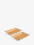 Nina Campbell natural teal rattan trays set of 2, imported from the UK