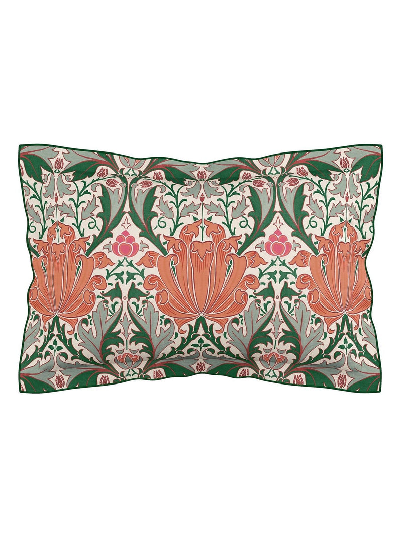 Morris & Co Peach Teal Helena duvet cover and pillowcase set, imported from the UK