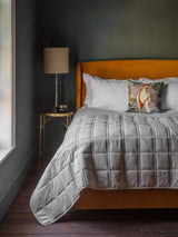 Next Gallery Home Grey Quilted 100% Cotton Velvet Bedspread- Buy online at McGrocer