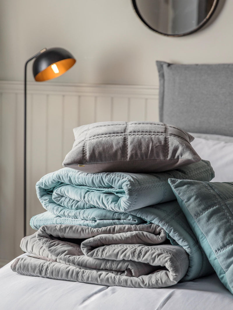 Gallery Home grey quilted velvet bedspread (British brand)