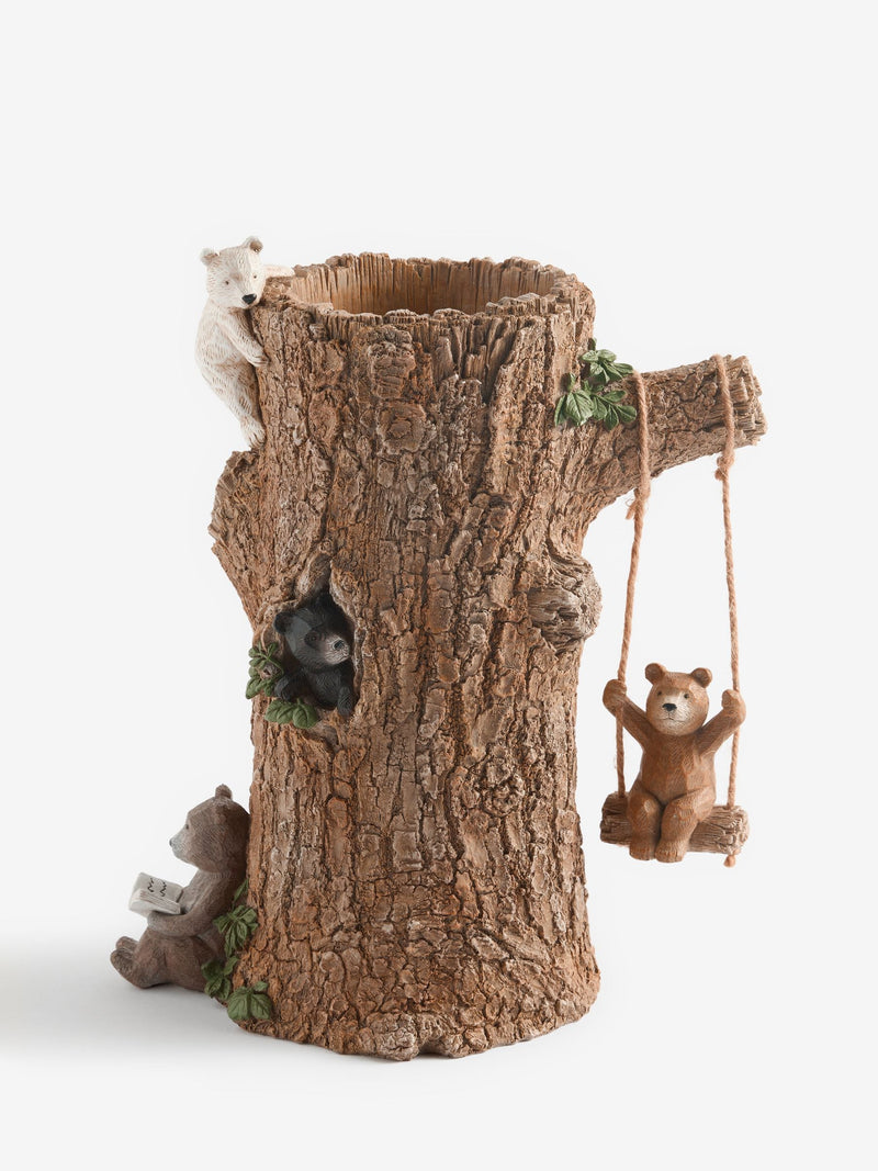 Brown Bertie Bear and Friends tree vase 30cm height - British product