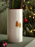 White Christmas gingerbread embossed ceramic vase 10x10x20cm (British brand)