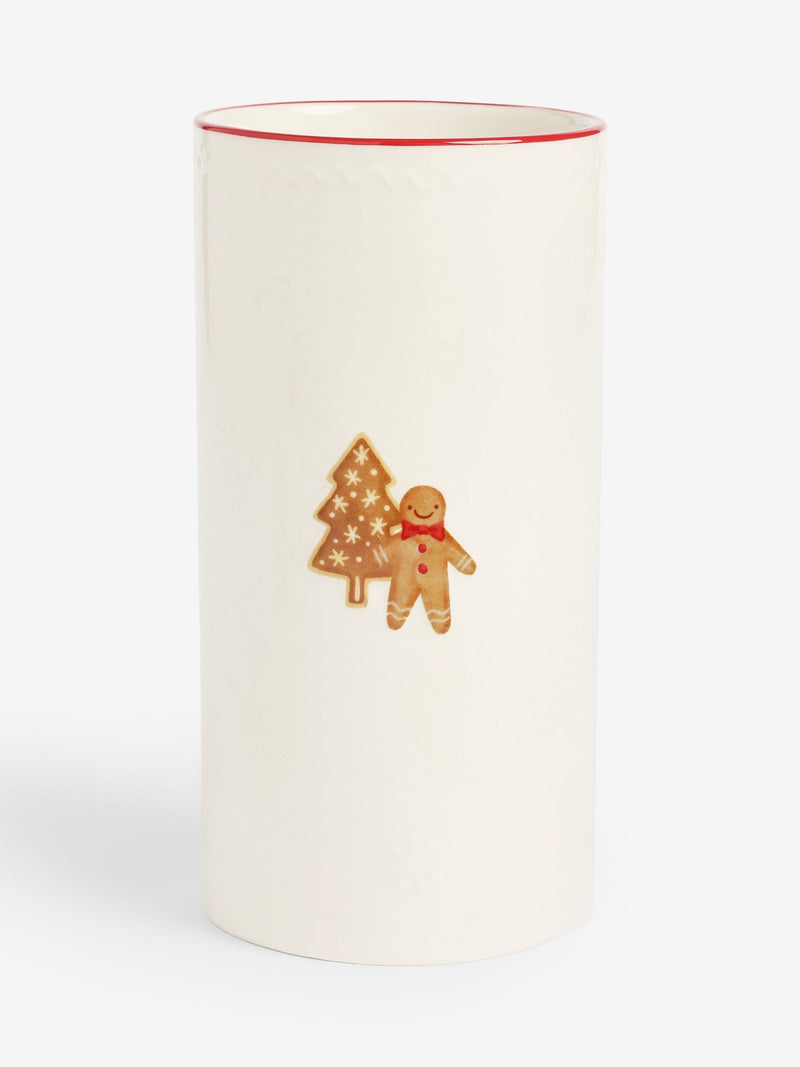 White Christmas gingerbread embossed ceramic vase 10x10x20cm (British brand)