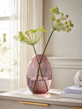 Pink medium glass confetti vase, 18x18x27cm, imported from the UK