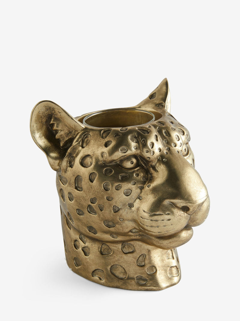 Gold Cheetah Head Decorative Vase