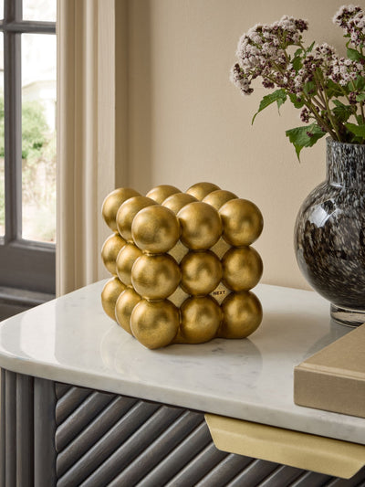 Next Gold Bold Chic Bubble Cube Ornament Resin Home Decor 11.5cm Cube- Buy online at McGrocer
