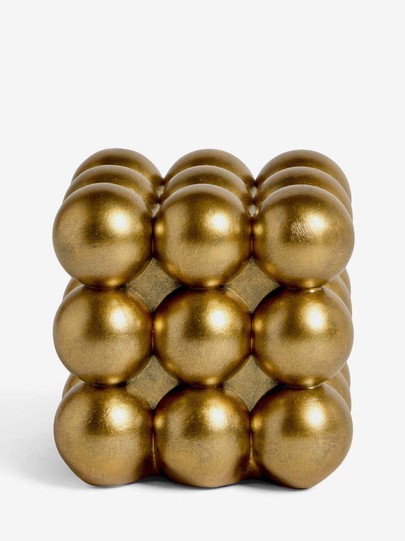 Gold bubble cube ornament 11.5cm cube, UK version